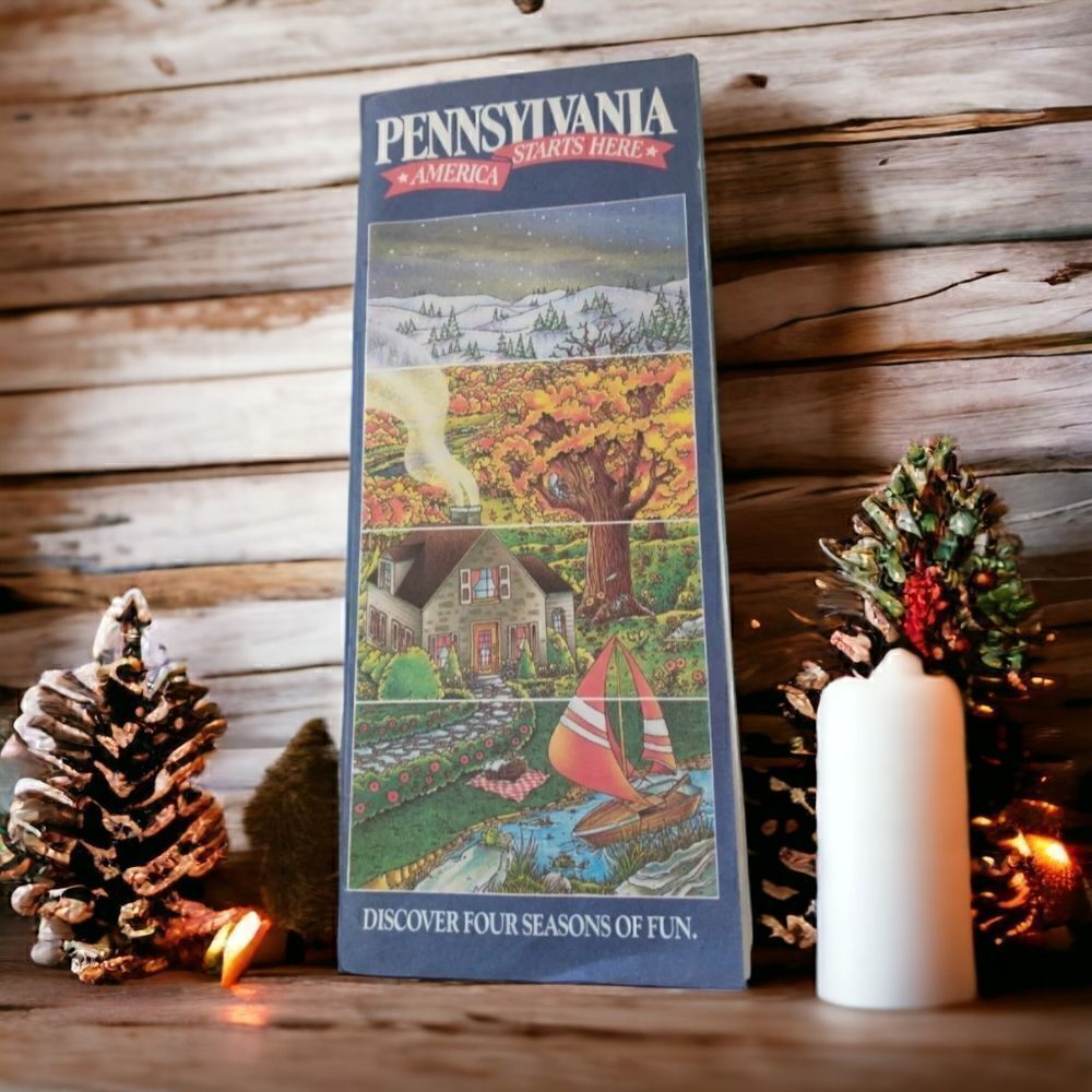 1989 Pennsylvania Map Area Road United States Foldable Travel Ephemera Vintage.‎